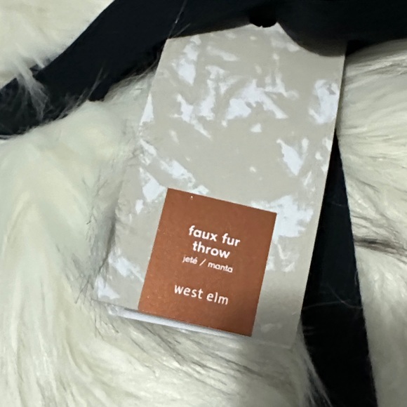 West Elm Plush Faux Fur Throw - Cream and Gray - Picture 2 of 4